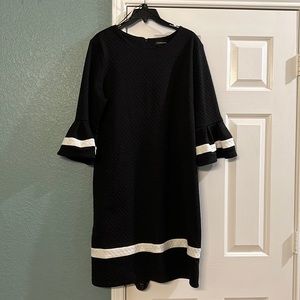 Liz Claiborne black dress with white accent.